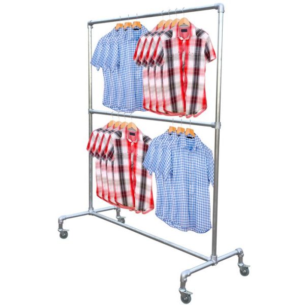 Freestanding Vertical Double Garment Rail inc. Braked Wheel